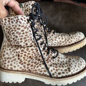 Dolce Vita Avena Leopard Cat Hair Lace Up Boots